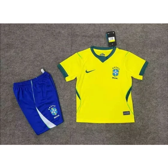 Brazil National Team Home field 2026World Cup jersey set Children's jersey Soccer uniform Clothing Shorts 16-28  2-13 YEARS