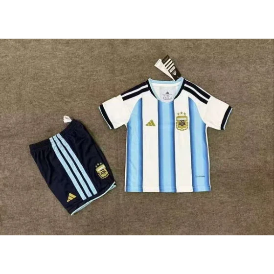 Argentina National Team Home field 2026World Cup jersey set Children's jersey Soccer uniform Clothing Shorts 16-28  2-13 YEARS