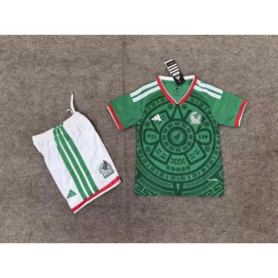 Mexico National Team Home field 2026World Cup jersey set Children's jersey Soccer uniform Clothing Shorts 16-28  2-13 YEARS