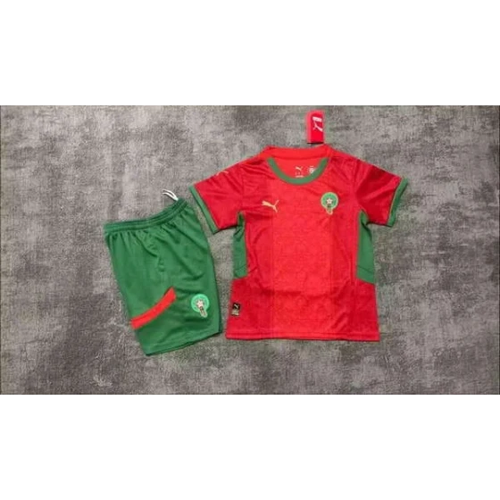 Set de camiseta local de la selección de Marruecos para el Mundial 2026 para niños, uniforme de fútbol infantil, pantalones cortos, tallas 16-28, 2-13 AÑOS