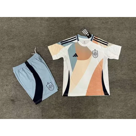 Equipo Nacional de España Partido de Visita 2026 Mundial de Fútbol Conjunto de Camiseta Infantil Uniforme de Fútbol Pantalones Cortos 16-28 2-13 AÑOS
