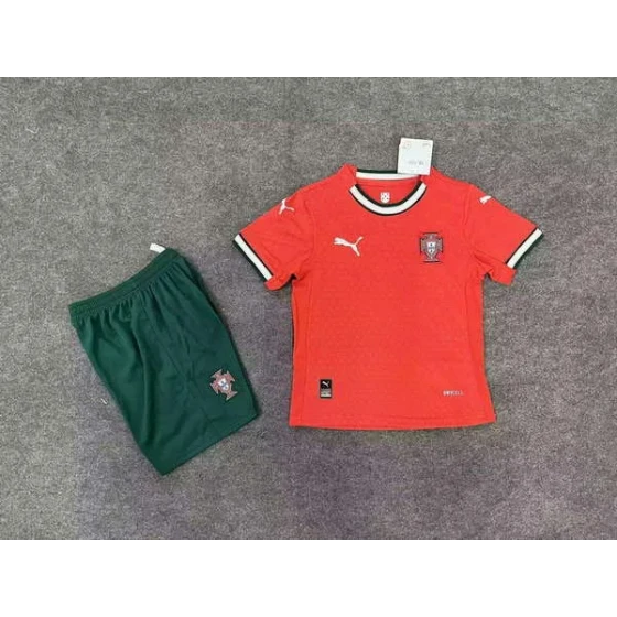 Set de Jersey de la Selección de Portugal para Niños Mundial 2026 - Uniforme de Fútbol Infantil con Pantalones Cortos Tallas 16-28 (2-13 AÑOS)