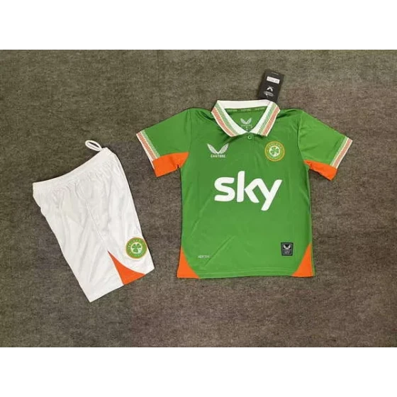 Conjunto de Camiseta Local de la Selección de Irlanda para el Mundial 2026 - Uniforme de Fútbol Infantil con Pantalones Cortos Tallas 16-28 (2-13 AÑOS)